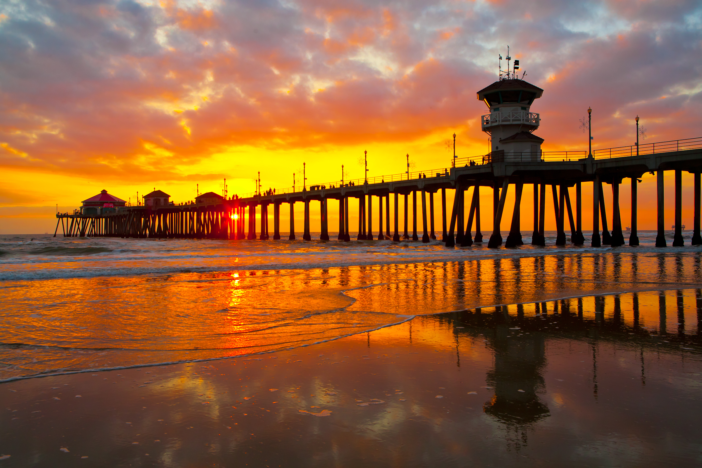 Huntington Beach Pier at Sunset  California Beaches