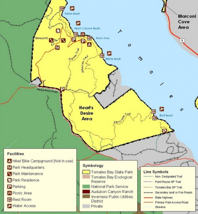 Hearts Desire Beach at Tomales Bay State Park in Inverness, CA California Beaches