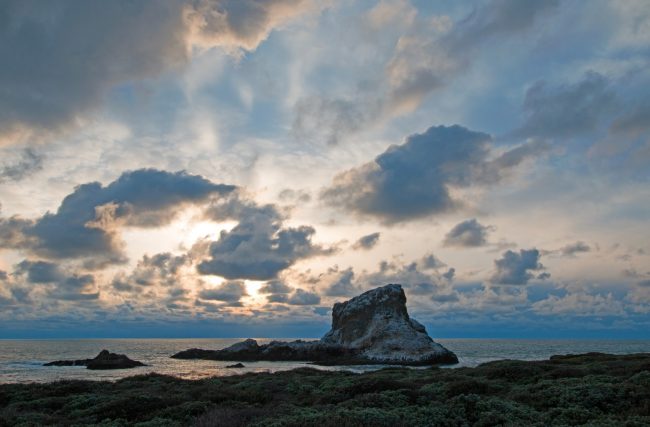 Piedras Blancas Point At Sunset On The Central California Coast
