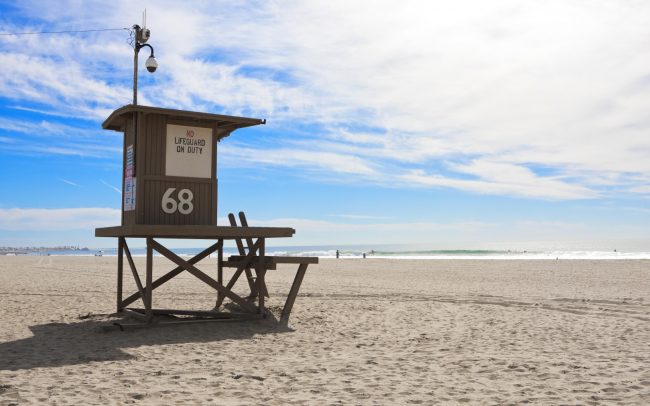 Lifeguard tower at Newport Beach, California