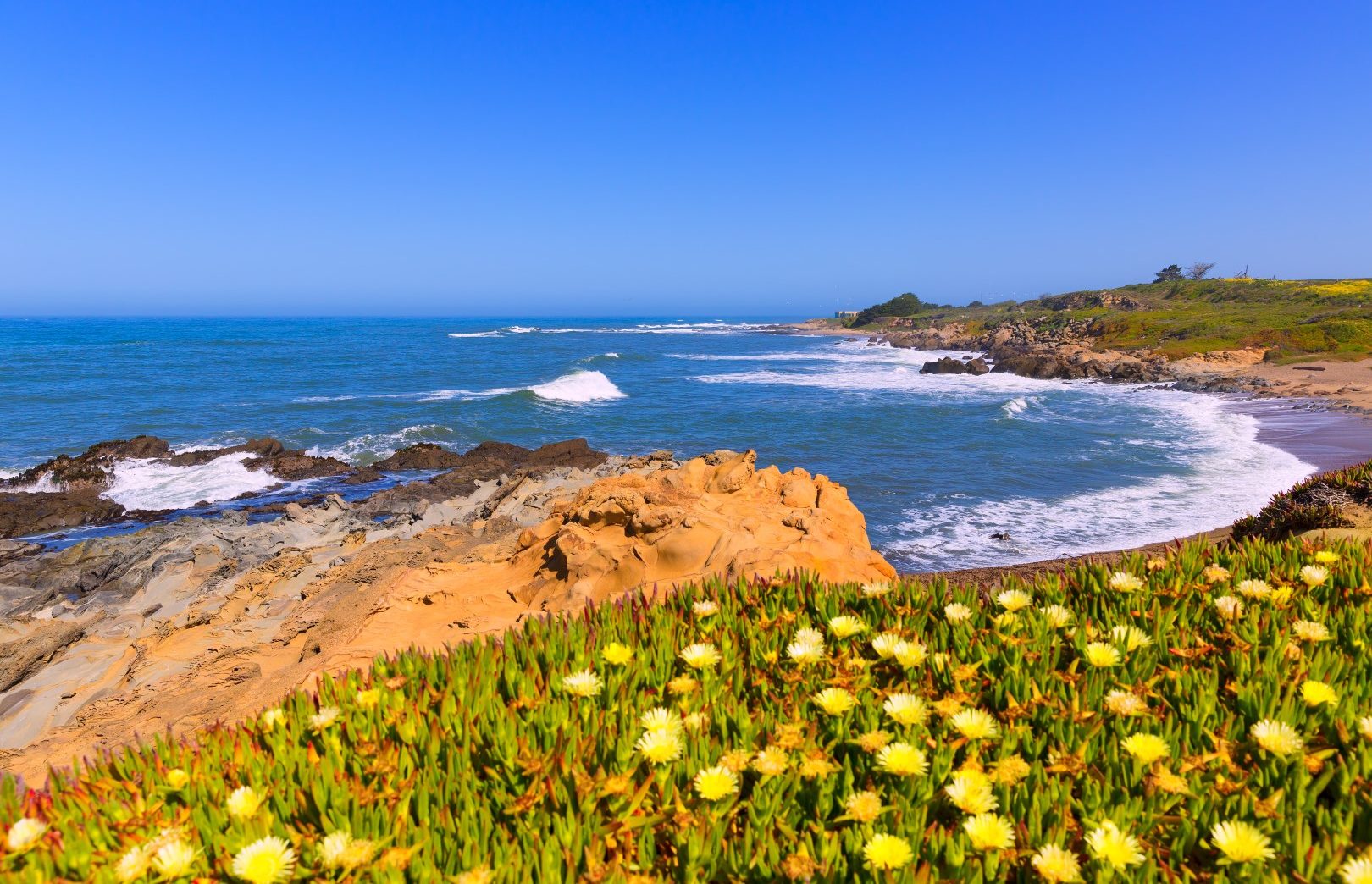 Pebble Beach at Bean Hollow State Beach in Pescadero, CA California