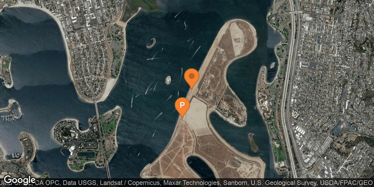 Map of Fiesta Island Beaches on Mission Bay