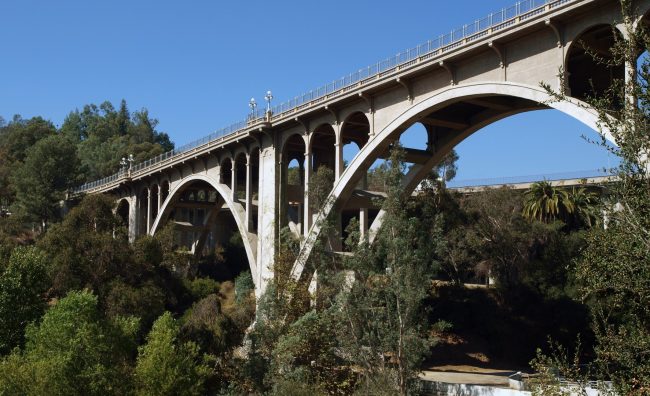 Historic Colorado Street bridge in Pasadena California.