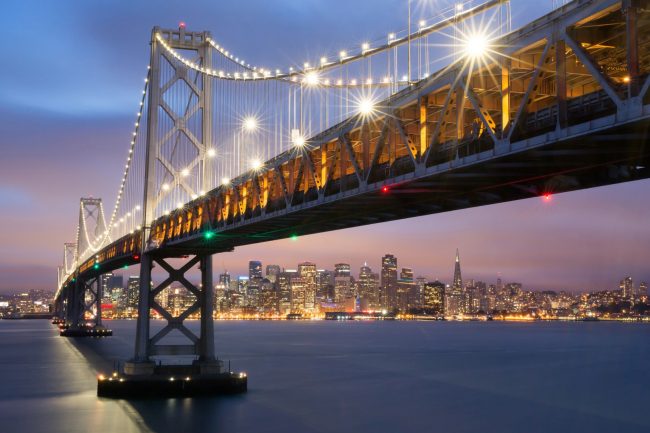 bigs-Oakland-San Francisco Bay Bridge lit up at night-E1 (Large)