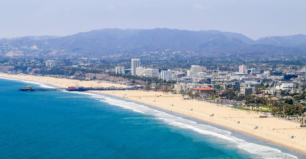 bigs-Santa Monica State Beach aerial shot showing pier and city-148775819 (Large)