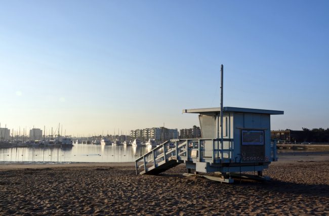 Life Guard Hut At Marina Del Rey Beach, Los Angeles, Usa.